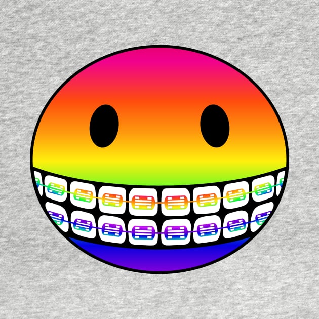 Rainbow Smiley Face with Rainbow Braces by RawSunArt